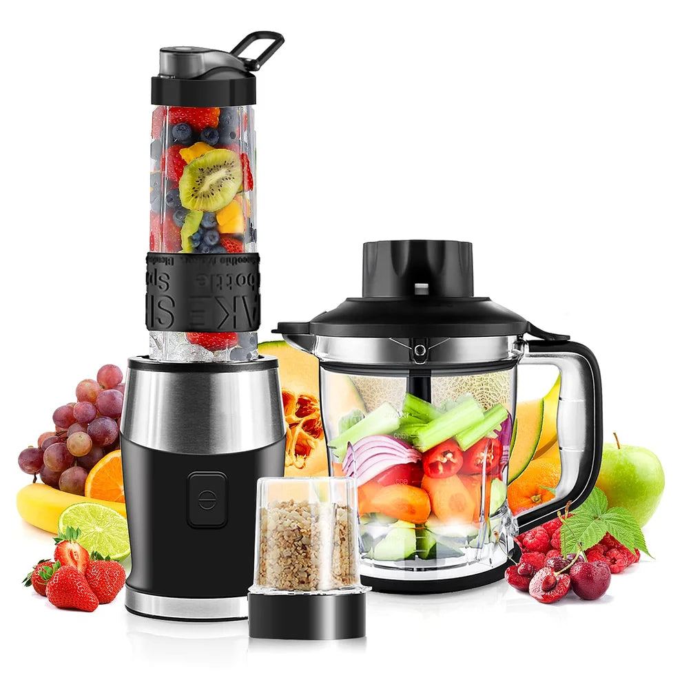 Blender Smoothie Maker, 700W Blender, Portable Food Chopper and Grinder, 570ml BPA Free Bottle, 300ml Grinder Cup, 1200ml Jug, Processor Blenders