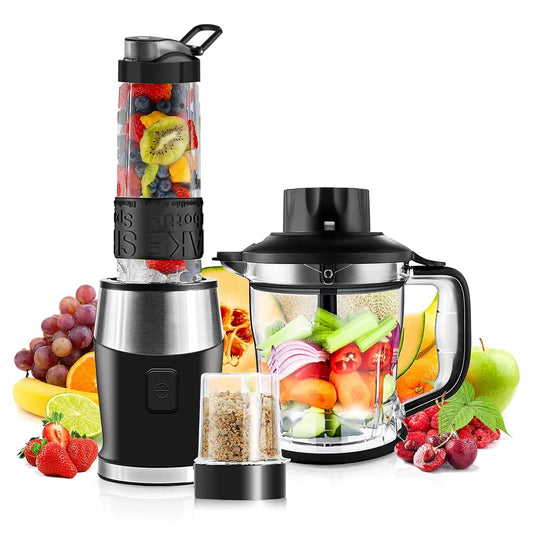 Blender Smoothie Maker, 700W Blender, Portable Food Chopper and Grinder, 570ml BPA Free Bottle, 300ml Grinder Cup, 1200ml Jug, Processor Blenders